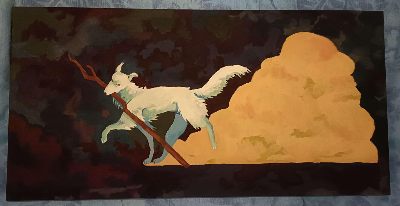 "Small Joys", gouache sur liège, 25x50cm - 2023